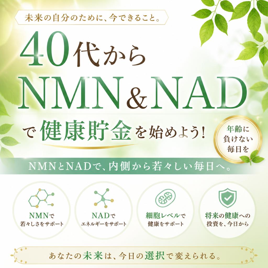 40代からNMN＆NADで健康貯金を始めよう！