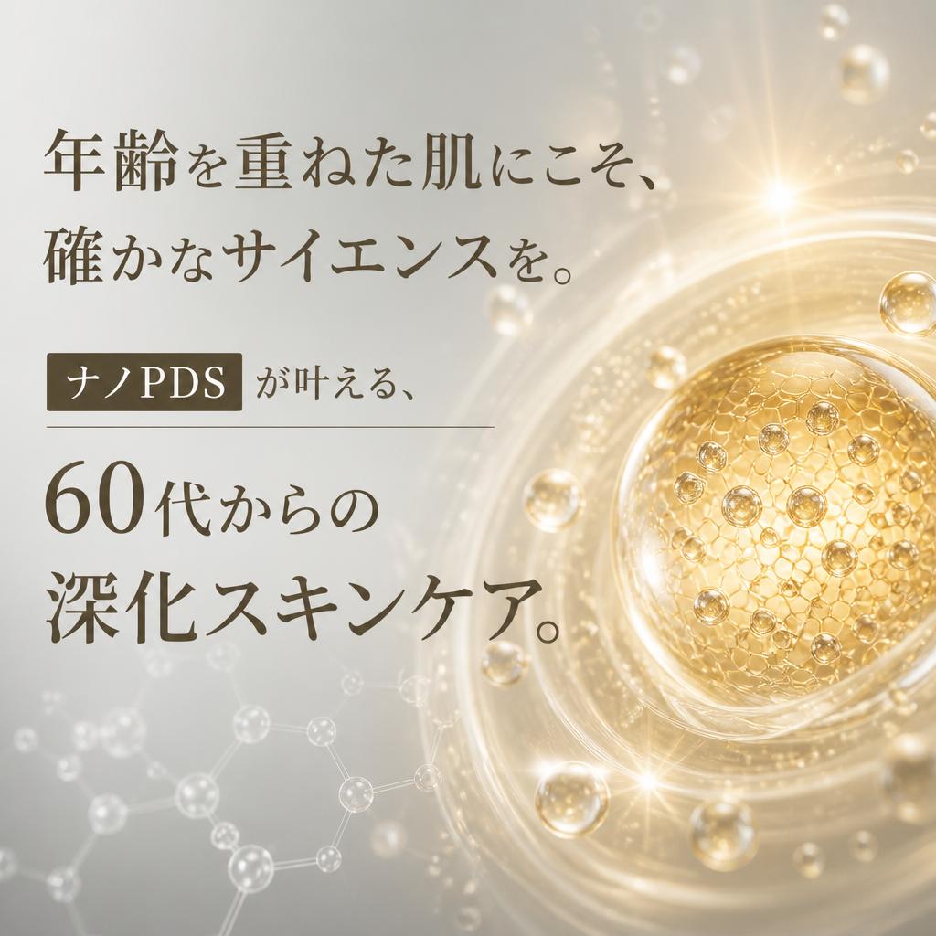 年齢を重ねた肌にこそ、確かなサイエンスを。ナノPDSが叶える、60代からの深化スキンケア。