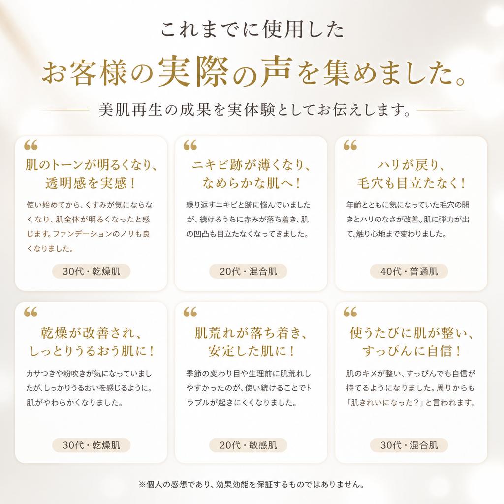 お客様の声：実際の効果と体験談